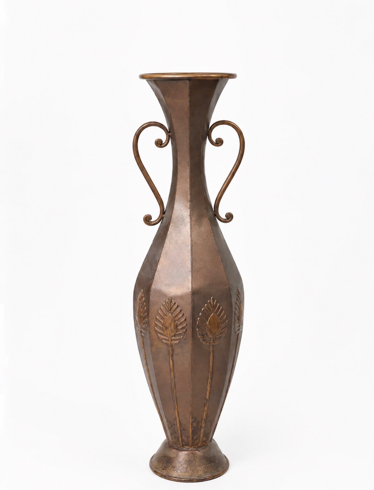 Aged bronze decorative metal vase before refinishing